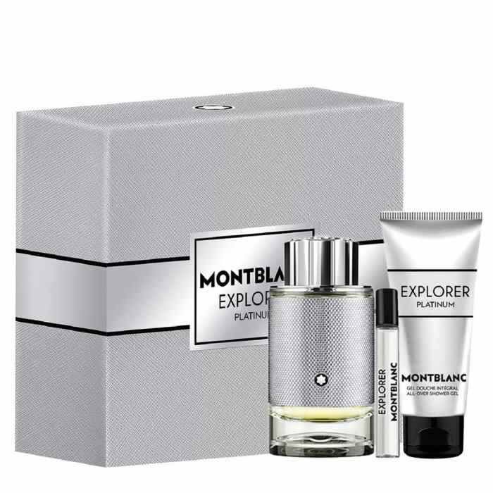 Mont Blanc Explorer Platinum EDP 3-Piece Gift Set For Men With Mini Perfume & SG