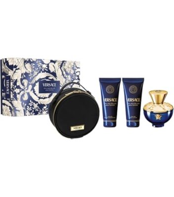 Versace Pour Femme Dylan Blue EDP 4-Piece Gift Set With SL,SG & Makeup Case