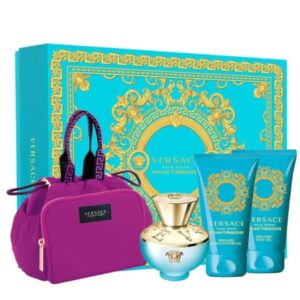 Versace PF Dylan Turquoise EDT 4-Piece Gift Set With BG & SG & Make up Case