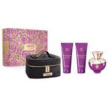 Versace Pour Femme Dylan Purple EDP 4-Piece Gift Set with BL & SG & Versace small beauty case