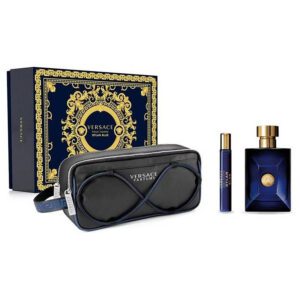 Versace Pour Homme EDT Dylan Blue 3-Piece Gift Set With Mini Perfume & Trousse