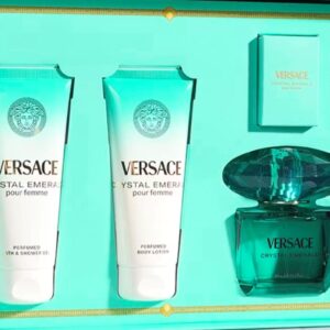 Versace Crystal Emerald Pour Femme EDP 4-Piece Gift Set With BL & SG & Mini Perfume